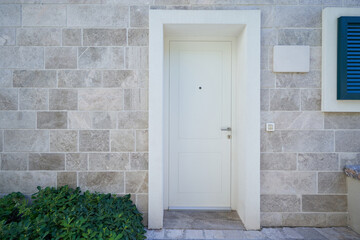 Elegant white front door in a residential building