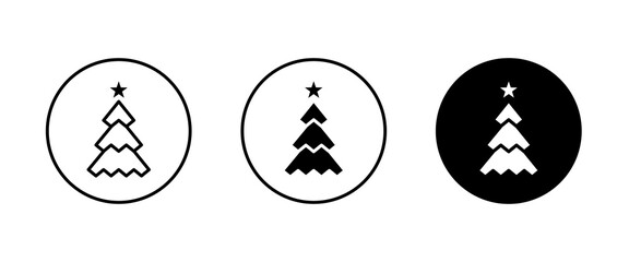 Christmas tree. Tree icon in flat design. Xmas cartoon background. merry spruce fir. Winter. Pine editable stroke, flat design style isolated on white