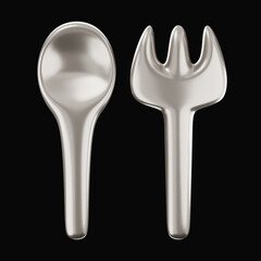 Premium fork spoon Ramadan Arabic Icon 3D Rendering on isolated background