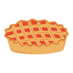 Cherry pie vector flat Illustration. Cartoon bakery food.