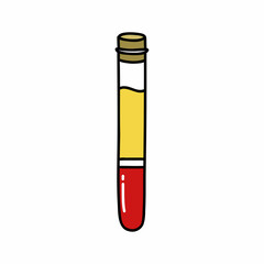 blod test tube doodle icon, vector color line illustration