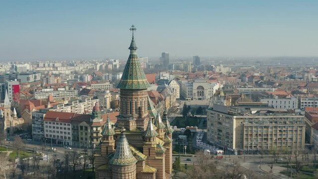 Timisoara city - Metropolitan Cathedral and National Theatre