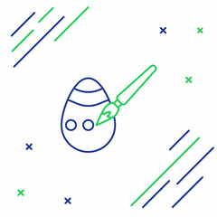 Line Easter egg and paint brush icon isolated on white background. Happy Easter. Colorful outline concept. Vector