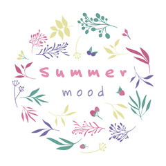 Summer mood elements for greeting cards and decorations.