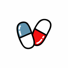 pills doodle icon, vector color line illustration