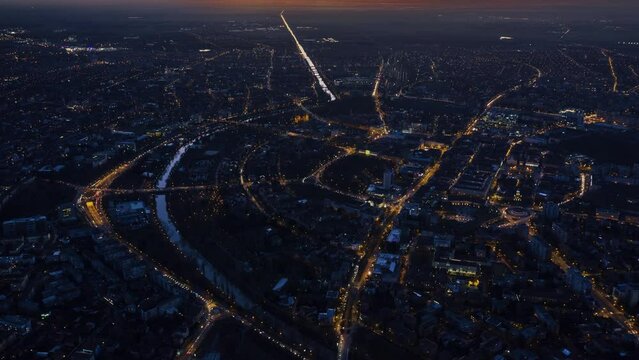 Timisoara city at sunset - hyperlapse