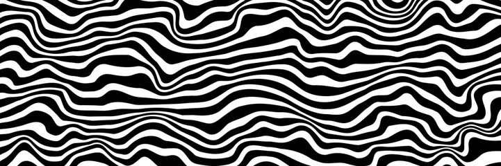 Simple wavy abstract background. Vector illustration of stripes with optical illusion, op art.