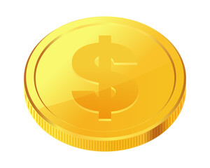 Golden money. Rotating gold coin.