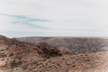 rocky terrain in the steppes of kazakhstan