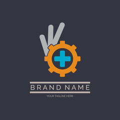 medical mechanic gear safety Ok logo template design for brand or company and other