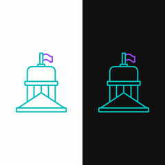 Line White House icon isolated on white and black background. Washington DC. Colorful outline concept. Vector