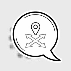 Line Map pin icon isolated on grey background. Navigation, pointer, location, map, gps, direction, place, compass, search concept. Colorful outline concept. Vector