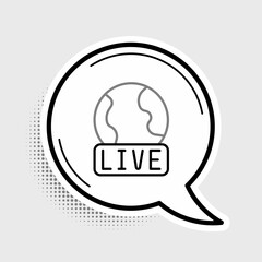 Line Live report icon isolated on grey background. Live news, hot news. Colorful outline concept. Vector