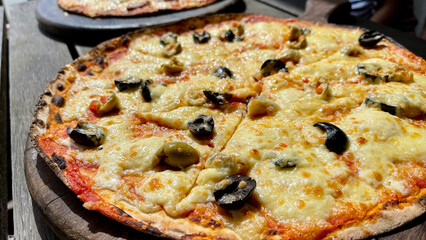 Fresh pizza ready to eat