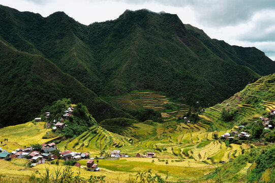 Mountain Province, Philippines: majestic agricultural landscape of the ancient amphitheater Banaue Rice Terraces. Dubbed Eighth Wonder of the World.
