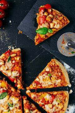 Fototapeta Italian pizza with mozzarella 