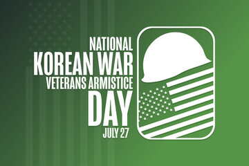 National Korean War Veterans Armistice Day. July 27. Holiday concept. Template for background, banner, card, poster with text inscription. Vector EPS10 illustration.