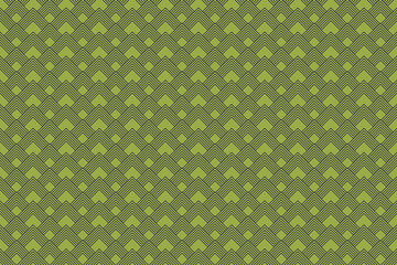 green geometric pattern, symmetrical repeating elements overlapping each other