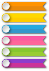 Set of colorful button, banner backgrounds, bars with circles. Editable vector. eps10