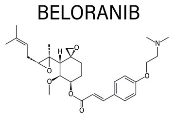 Beloranib obesity drug molecule. Skeletal formula.