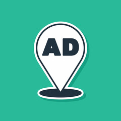 Blue Advertising icon isolated on green background. Concept of marketing and promotion process. Responsive ads. Social media advertising. Vector