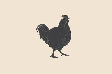 Silhouette vector image of a rooster. The image can be used for packaging design, postcards, patterns.