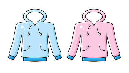 Pink and blue hoodie sweatshirt isolated vector