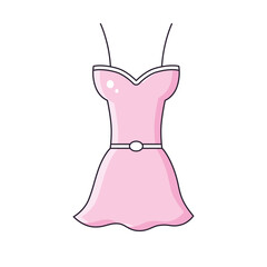 Pink summer or cocktail mini dress isolated vector