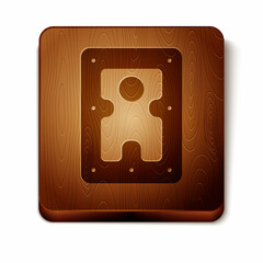 Brown Hard disk drive HDD icon isolated on white background. Wooden square button. Vector