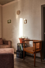 eclectic styled interior design in modern apartment. Loft and vintage