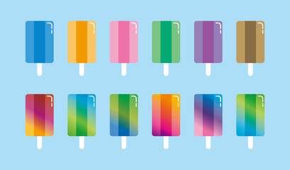 アイスクリーム 夏 カラフル イラスト セット