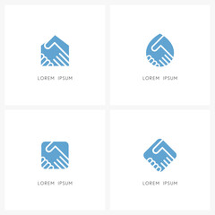 Handshake logo set - home or house, drop of water and shaking hands symbol