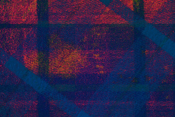 Red and blue color abstract background or texture with lines and squares