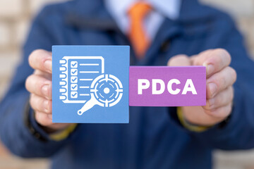 PDCA Plan Do Check Acе Concept. Business decision-making methodology used in quality management.