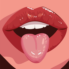female lips and tongue close up