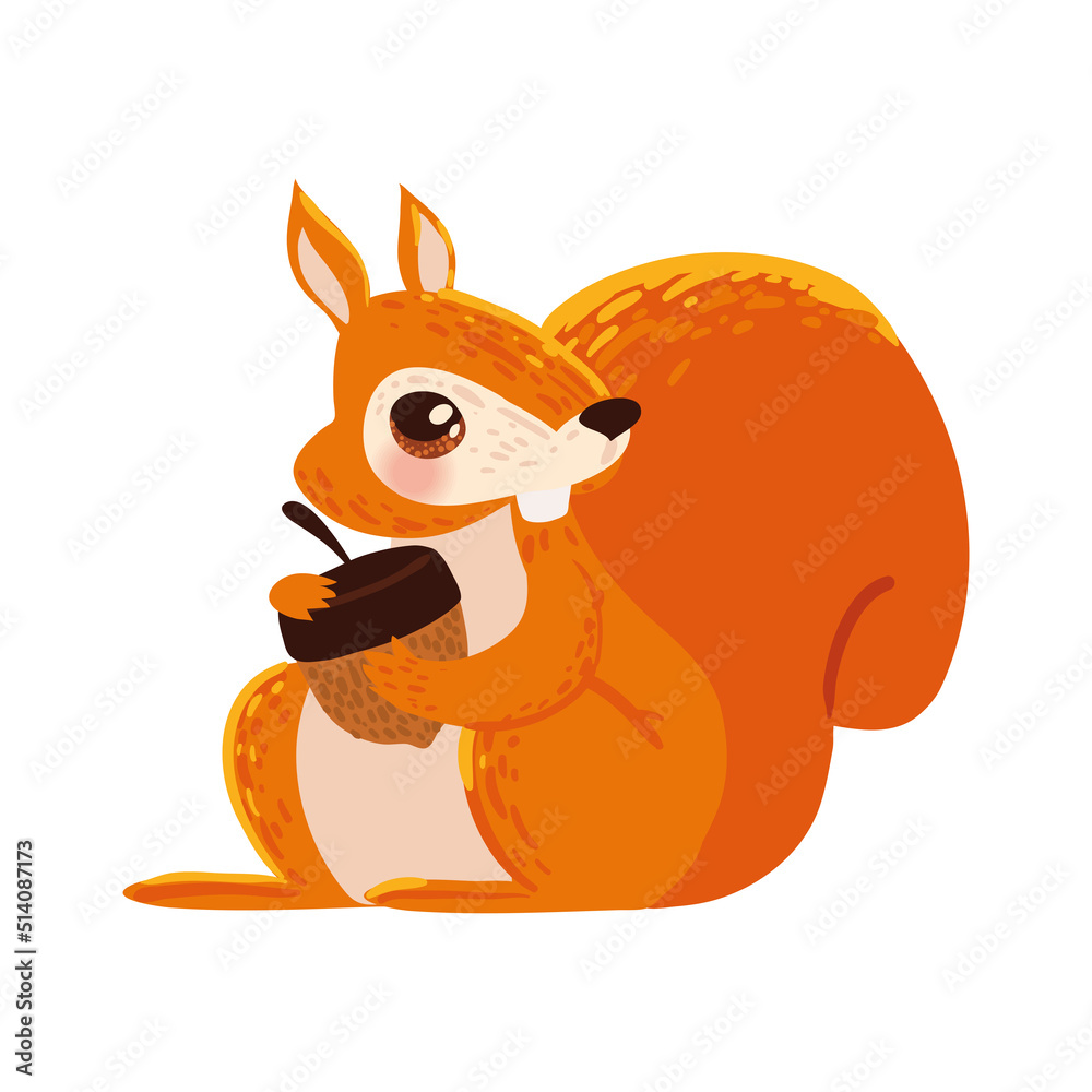 Poster squirrel with acorn