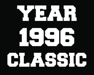 Year 1996 classic. Vector with white celebratory year on black background.