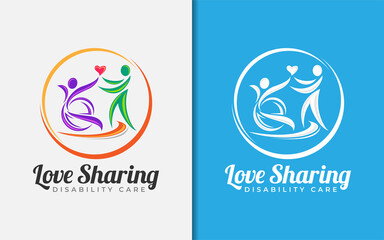 Love Sharing, Disabililty Care Logo Design. Modern Logo for Community, Festive or Foundation Purpose Concept.