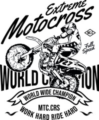 Design Emblem Motocross Extreme World Champion Badge