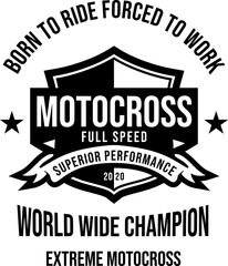 Design T-Shirt Badge Motocross Forced To Work Emblem