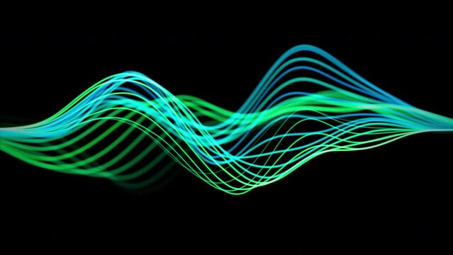 Abstract flowing smooth fractal waves background. Digital network. Seamless loop animation