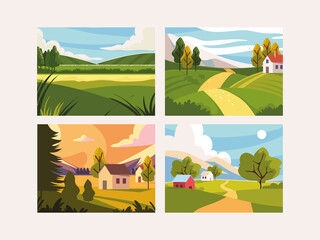 set of rural landscapes