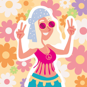 happy female hippie