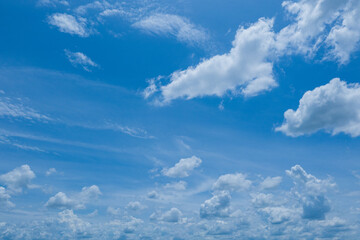 blue sky with clouds background, summer time, beautiful sky
