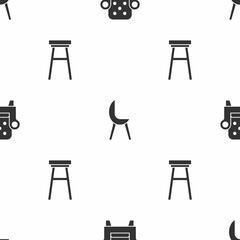 Set Armchair, and Chair on seamless pattern. Vector