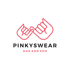 pinky swear promise dad and son daughter little finger hand logo vector icon illustration