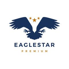 swooping eagle stars flying soar wings logo vector icon illustration