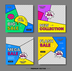 social media post for sales in comic style 