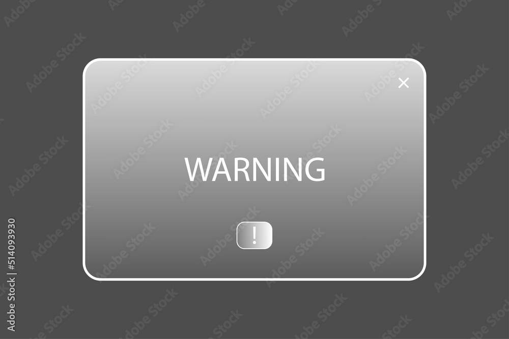 Aufkleber warning message frame of ground glass. computer interface. internet application. vector illustration