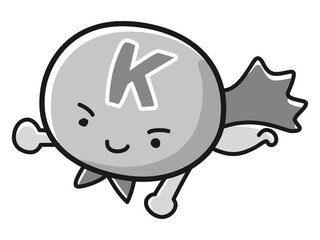 K(カリウム)のキャラクターのイラスト